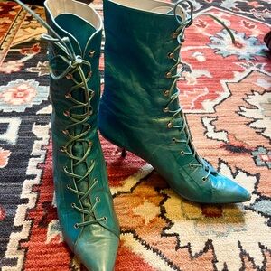 Teal Vintage 80s Lace-Up Women's Boots